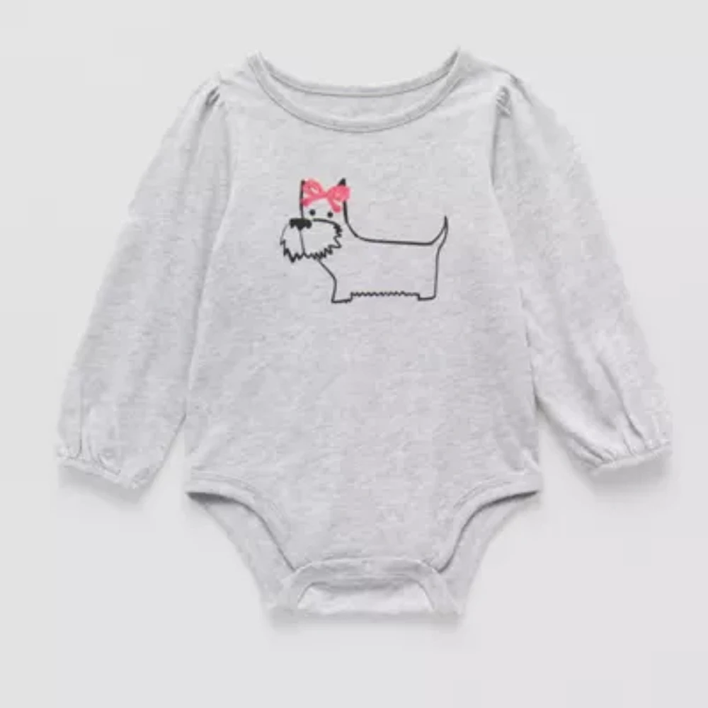 Okie Dokie Baby Girls Round Neck Long Sleeve Bodysuit