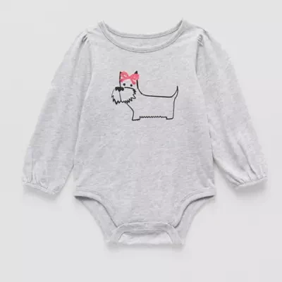 Okie Dokie Baby Girls Round Neck Long Sleeve Bodysuit