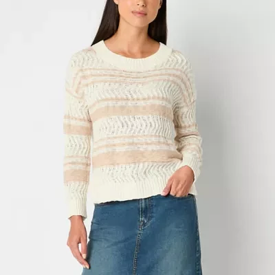 Frye and Co. Womens Crew Neck Long Sleeve Striped Pullover Sweater