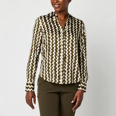 Worthington Womens Long Sleeve Regular Fit Button-Down Shirt