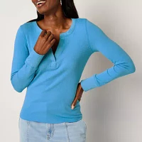 a.n.a Womens Long Sleeve Henley Shirt