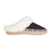 Isotoner Clara Emroidered Microsuede Hoodback Womens Clog Slippers