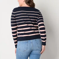 Liz Claiborne Tall Womens Boat Neck Long Sleeve Pullover Sweater