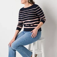 Liz Claiborne Tall Womens Boat Neck Long Sleeve Pullover Sweater