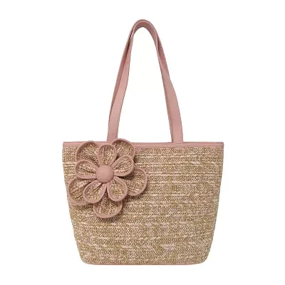 Bueno of California Straw Floral Tote Bag