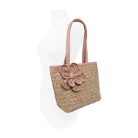 Bueno of California Straw Floral Tote Bag