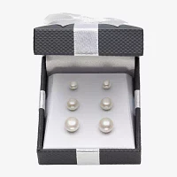 Genuine White Cultured Freshwater Pearl Sterling Silver Earring Set