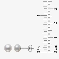 Genuine White Cultured Freshwater Pearl Sterling Silver Earring Set