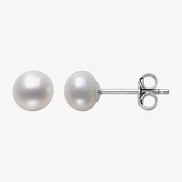 Genuine White Cultured Freshwater Pearl Sterling Silver Earring Set