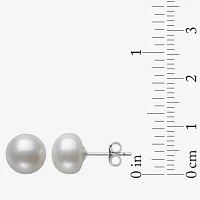 Genuine White Cultured Freshwater Pearl Sterling Silver Earring Set