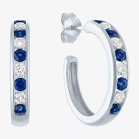 Gemstone Sterling Silver 20mm Hoop Earrings