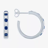 Gemstone Sterling Silver 20mm Hoop Earrings