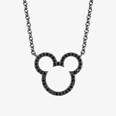 Disney Jewels Collection Womens 1/5 CT. Natural Black Diamond Sterling Silver Mickey and Friends Mickey Mouse Mickey Mouse Clubhouse Pendant Necklace