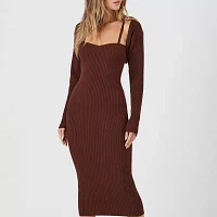 Forever 21 Womens Long Sleeve Midi Bodycon Dress Juniors