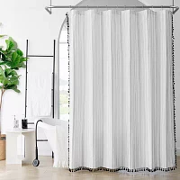 Awesome Home™ Clip Stripe With Tassels Shower Curtain