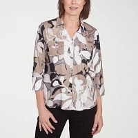 Alfred Dunner Romancing The Stone Womens 3/4 Sleeve Blouse