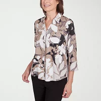 Alfred Dunner Romancing The Stone Womens 3/4 Sleeve Blouse