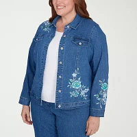 Alfred Dunner Lake Victoria Lightweight Denim Womens Plus Jacket