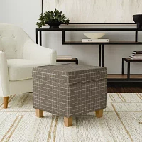 Homepop Storage Upholstered Striped Ottoman