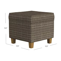 Homepop Storage Upholstered Striped Ottoman