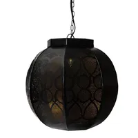 14.5'' Black and Gold Moroccan Style Hanging Lantern Ceiling Light Fixture