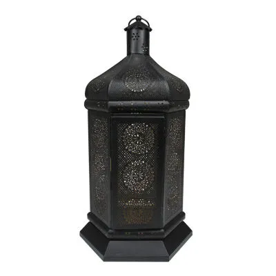 21.5'' and Gold Moroccan Style Pillar Candle Table Lantern
