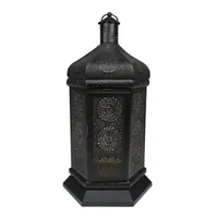 21.5'' and Gold Moroccan Style Pillar Candle Table Lantern