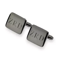 Personalized Gunmetal Rounded Rectangle Cuff Links