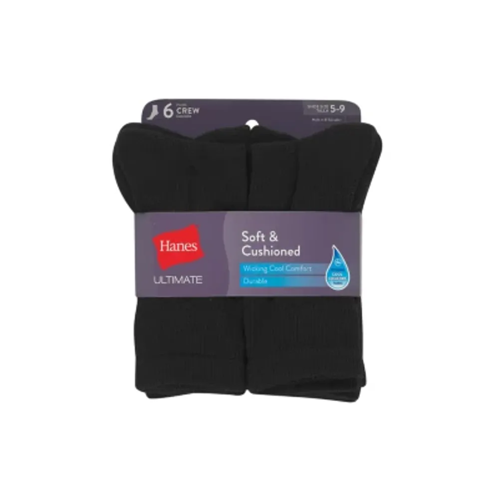 Hanes Ultimate Soft And Cushioned 6 Pair Crew Socks Womens