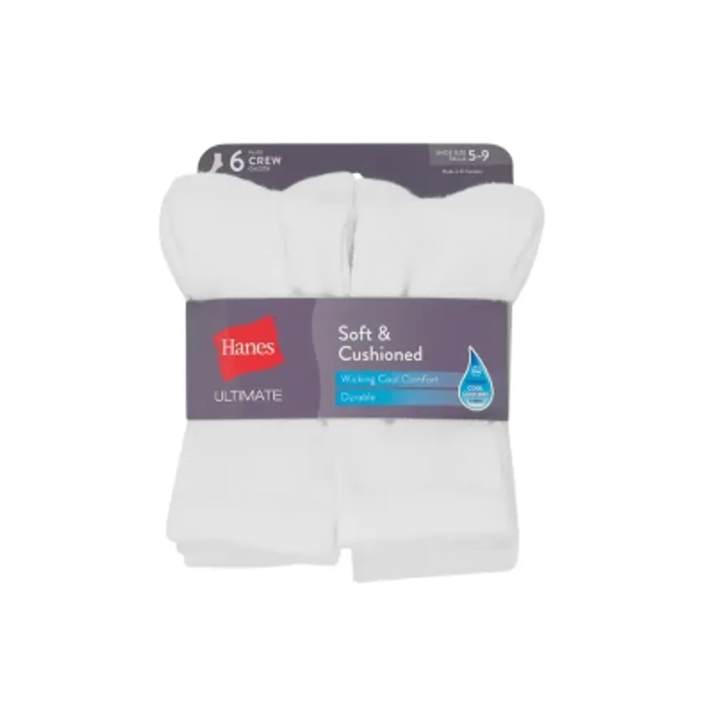 Hanes Ultimate Soft And Cushioned 6 Pair Crew Socks Womens