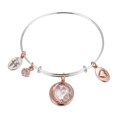 Footnotes Mother And Daughter Stainless Steel Heart Round Bangle Bracelet