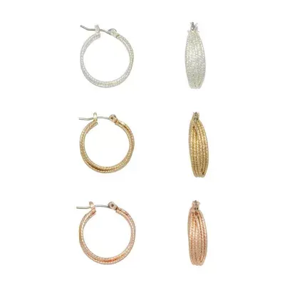 Mixit Hypoallergenic Tri Tone 3 Pair Hoop Earrings