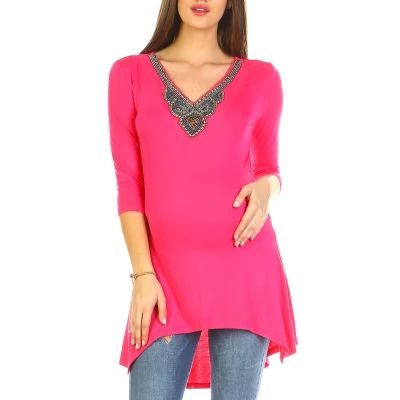 White Mark 'Calla' Embellished Tunic- Maternity