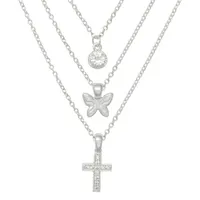 Mixit Hypoallergenic Pendant 3-pc. Cubic Zirconia 18 Inch Butterfly Cross Necklace Set