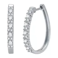 (H-I / I1) 1 CT. T.W. Lab Grown White Diamond 10K White Gold 24.8mm Hoop Earrings