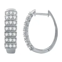 H-I / I1) 1 CT. T.W. Lab Grown White Diamond 10K White Gold 22.5mm Hoop Earrings