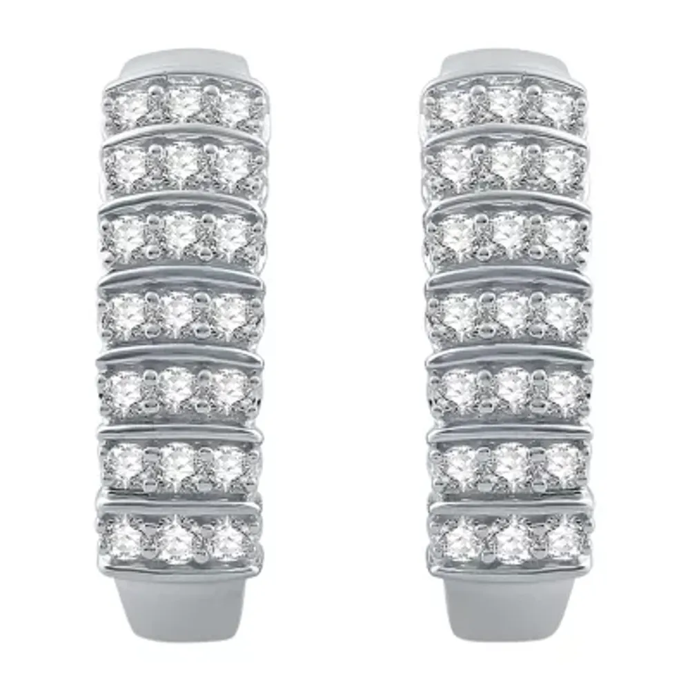 H-I / I1) 1 CT. T.W. Lab Grown White Diamond 10K White Gold 22.5mm Hoop Earrings