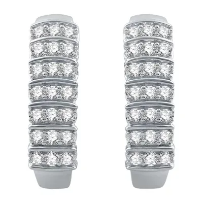 H-I / I1) 1 CT. T.W. Lab Grown White Diamond 10K White Gold 22.5mm Hoop Earrings
