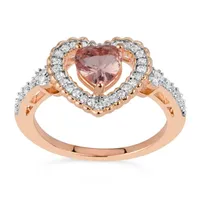 Womens Simulated Pink Morganite 18K Rose Gold Over Silver Cocktail Ring