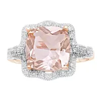 3MM Simulated Pink Morganite 18K Rose Gold Over Silver Band