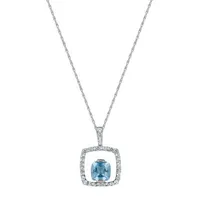 Womens Genuine Topaz Sterling Silver Pendant Necklace