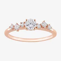 Womens 1/2 CT. T.W. Mined White Diamond 14K Rose Gold Round Engagement Ring