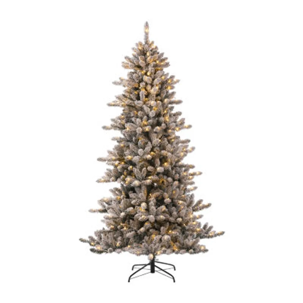 Glitzhome Foot Pre-Lit Flocked Fir Christmas Tree