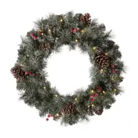 Glitzhome Indoor Pre-Lit Christmas Wreath