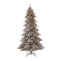 Glitzhome 9 Foot Pre-Lit Flocked Fir Christmas Tree