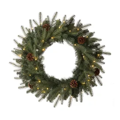 Glitzhome 24" Pine Cone Pre-Lit Indoor Christmas Wreath