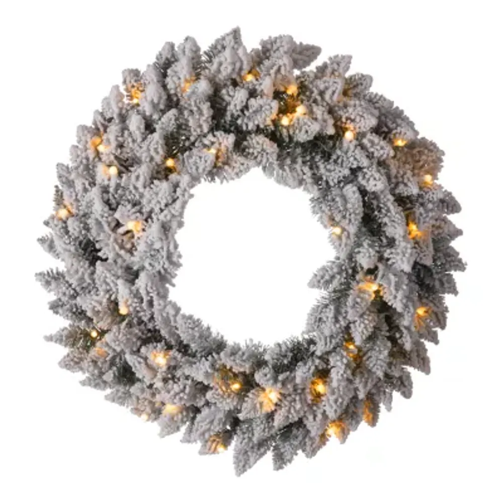 Glitzhome 24" Snow Flocked Indoor Christmas Wreath