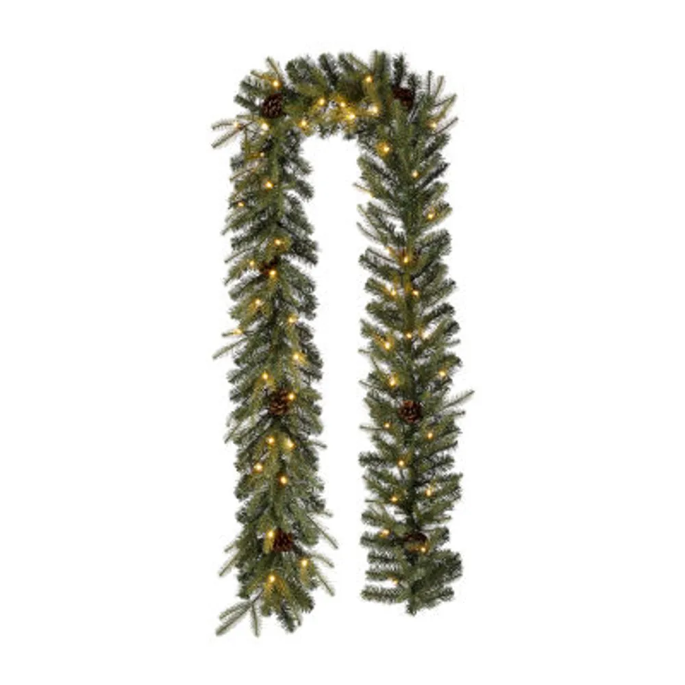 Glitzhome Greenery & Pine Cone Pre-Lit Indoor Christmas Garland