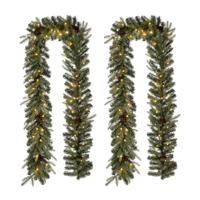 Glitzhome 2-Pack Pre-Lit Indoor Christmas Garland Set