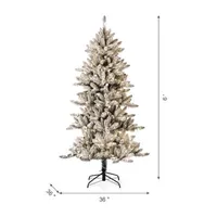 Glitzhome 6 Foot Flocked Pine Christmas Tree